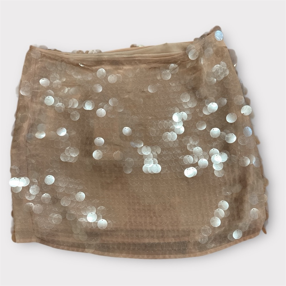 H&M Sequin Mini Skirt in Tan